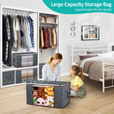 Large Grey Quilt Storage Bags 60x40x35cm - 2-Pack Non-Woven Fabric Organiser with Zipper - Extra Image