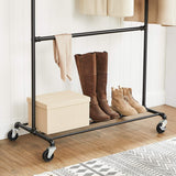 Industrial Clothing Rack Wheels Double Rod - Rear View