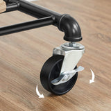 Industrial Clothing Rack Wheels Double Rod - Low Angle