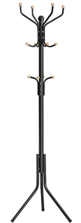 Stylish Black Metal Coat Rack with 12 Hooks and Space-Saving Design, 182cm