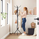 Stylish Black Metal Coat Rack with 12 Hooks and Space-Saving Design, 182cm