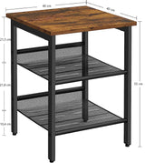 End Table Industrial Side Table Mesh Shelves - Side View