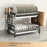 Compact Rust-Proof Dish Drying Rack Set - Top-Down View