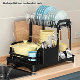 2 Tier Dish Drainer Rack with Drain Basket - Front View