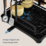 2 Tier Dish Drainer Rack with Drain Basket - Side View
