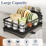 Large Dish Drying Rack with Drainboard Black - 45-Degree Angle