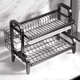 Compact 2-Tier Dish Drying Rack with Drainboard - Top-Down View