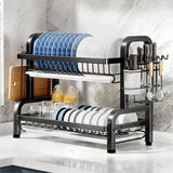 Compact 2-Tier Dish Drying Rack with Drainboard - 45-Degree Angle