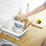 Foldable Kitchen Dish Rack Storage Tray - 45-Degree Angle