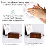 Modern Wooden LED Desk Clock with Qi Charger - Front View