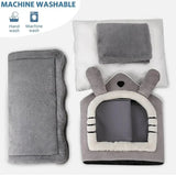 Soft Indoor Dog House & Bed - Washable Grey - Front View