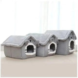 Soft Indoor Dog House & Bed, Washable Grey - Front View