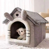 Soft Indoor Dog House & Bed, Washable Grey - Top-Down View
