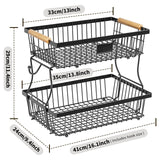 2-Tier Metal Fruit Vegetable Storage Basket - Front View