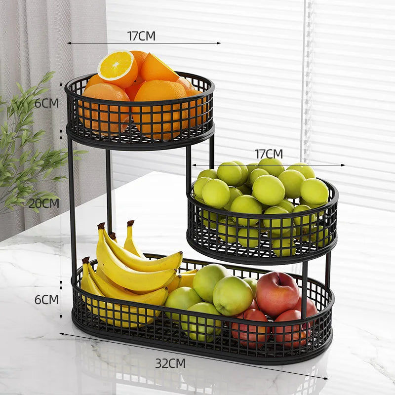Black Stainless Steel Fruit Basket Storage