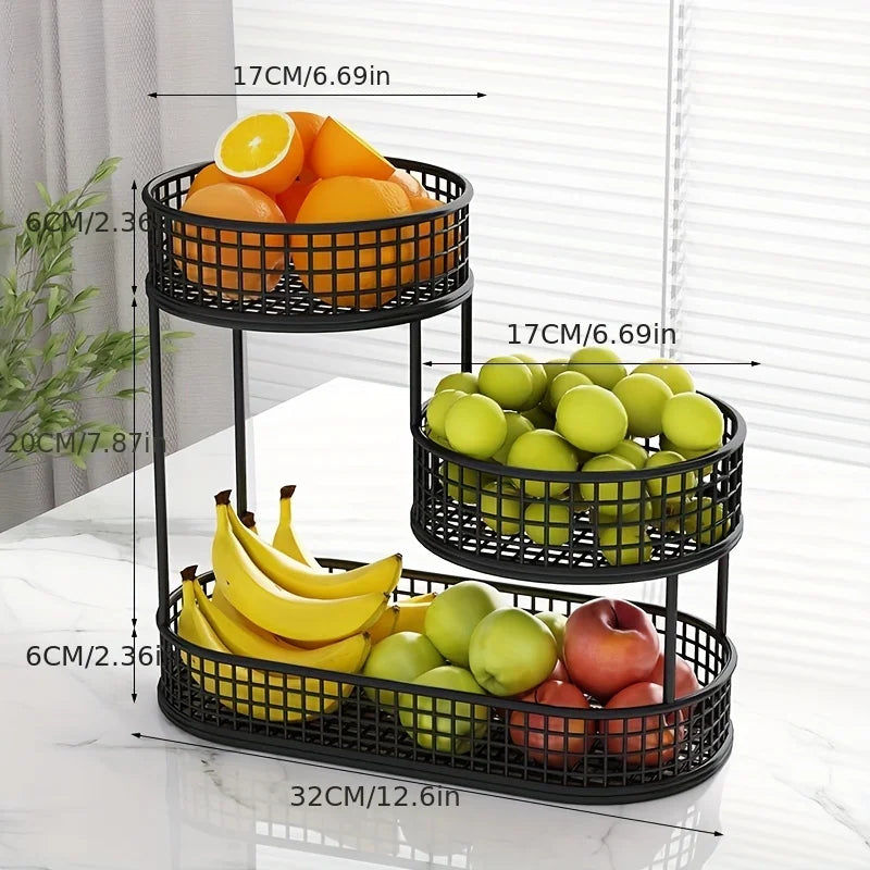 Black Stainless Steel Fruit Basket Storage