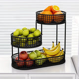 Black Stainless Steel Fruit Basket Storage - Side View