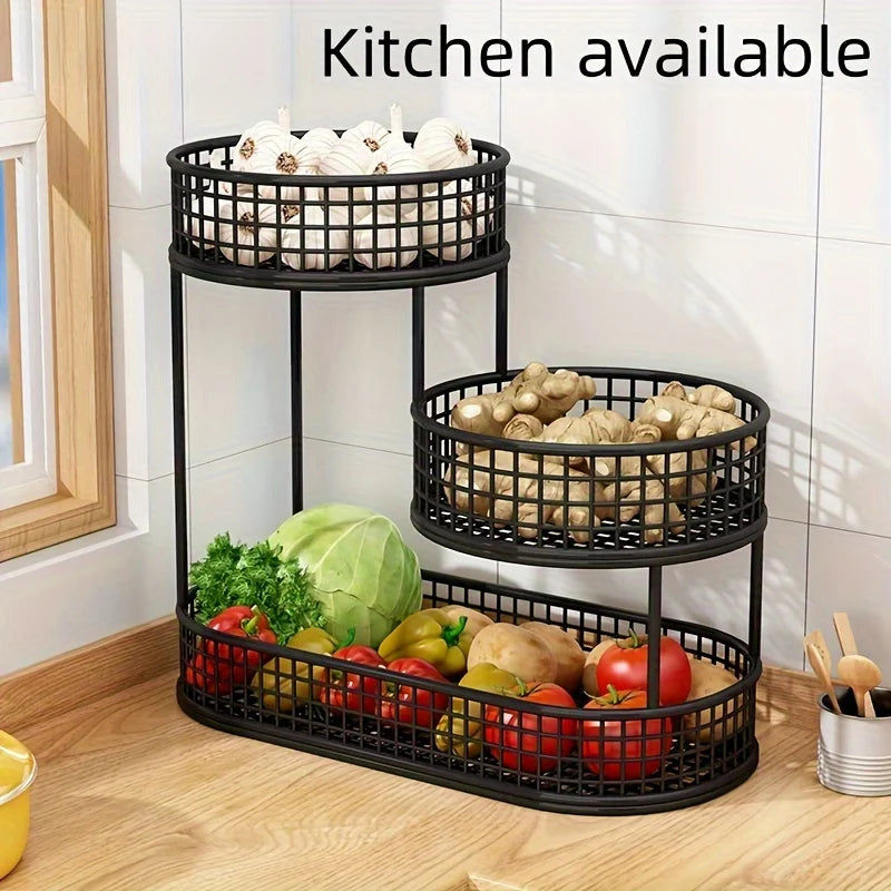 Black Stainless Steel Fruit Basket Storage
