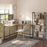 L-Shaped Computer Desk Industrial Corner - Front View