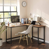 L-Shaped Computer Desk Industrial Corner - Side View