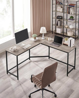 L-Shaped Computer Corner Desk Home Office - Front View