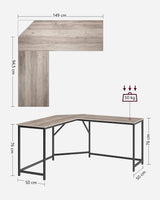 L-Shaped Computer Corner Desk Home Office - Side View