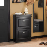 Shoe Cabinet 2 Drawers Storage Cupboard Black - Top-Down View