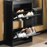 Shoe Cabinet 2 Drawers Storage Cupboard Black - 45-Degree Angle