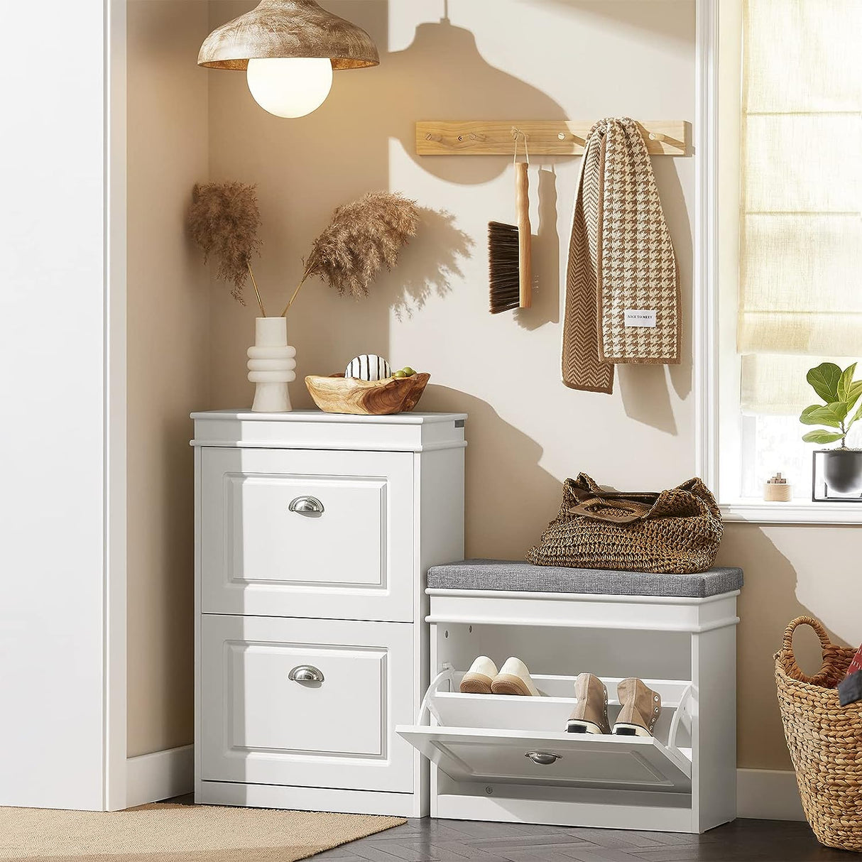 Modern Tilt-Out Shoe Organizer with Cushioned Top