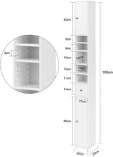 White Tall Bathroom Cabinet High Storage - Side View