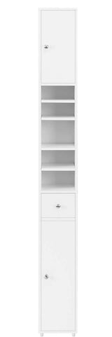 White Tall Bathroom Cabinet High Storage - Top-Down View