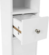 White Tall Bathroom Cabinet High Storage - Rear View