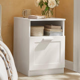 Bedside Table Shelf Drawer, White - Front View