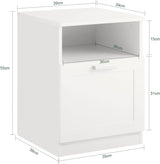 Bedside Table Shelf Drawer, White - Side View