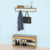 Bamboo Storage Bench with Lift Top and Drawers