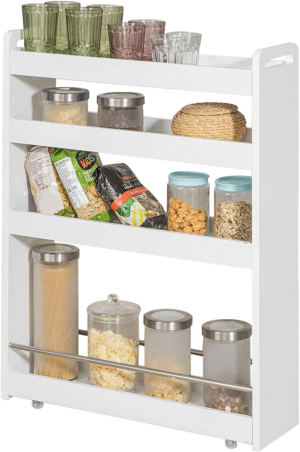 Mobile Slim Storage Cart, White