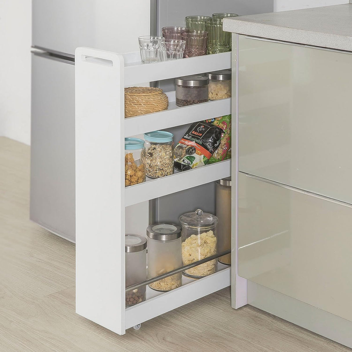 Mobile Slim Storage Cart, White