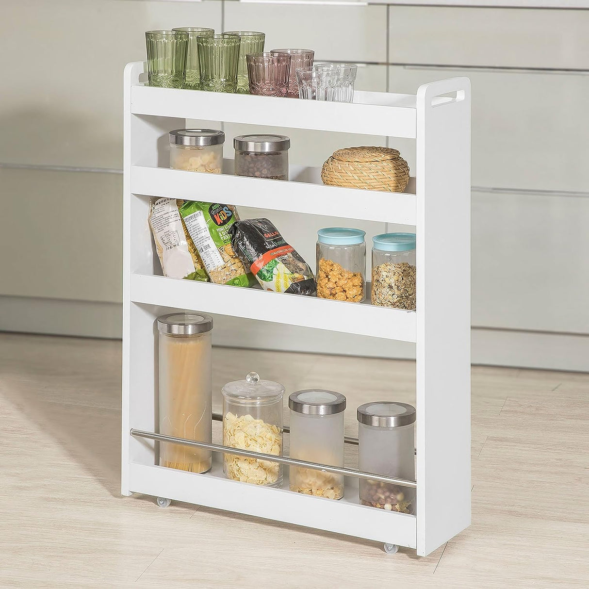 Mobile Slim Storage Cart, White