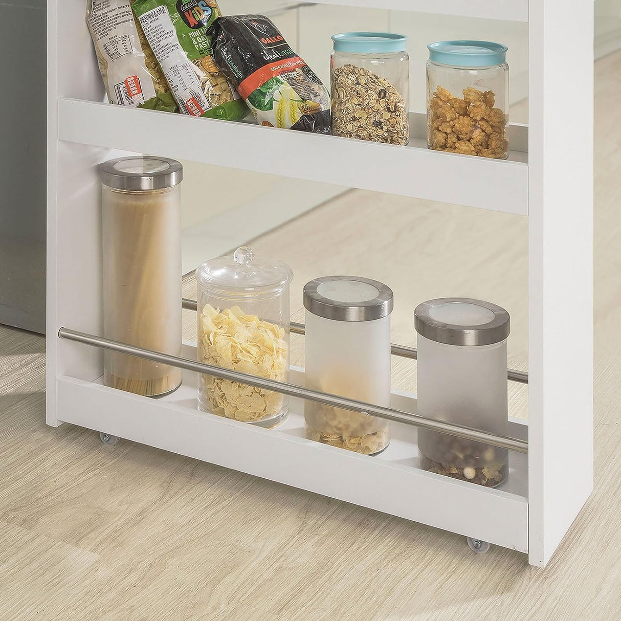 Mobile Slim Storage Cart, White