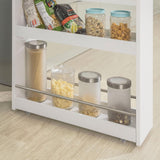 Mobile Slim Storage Cart, White - 45-Degree Angle