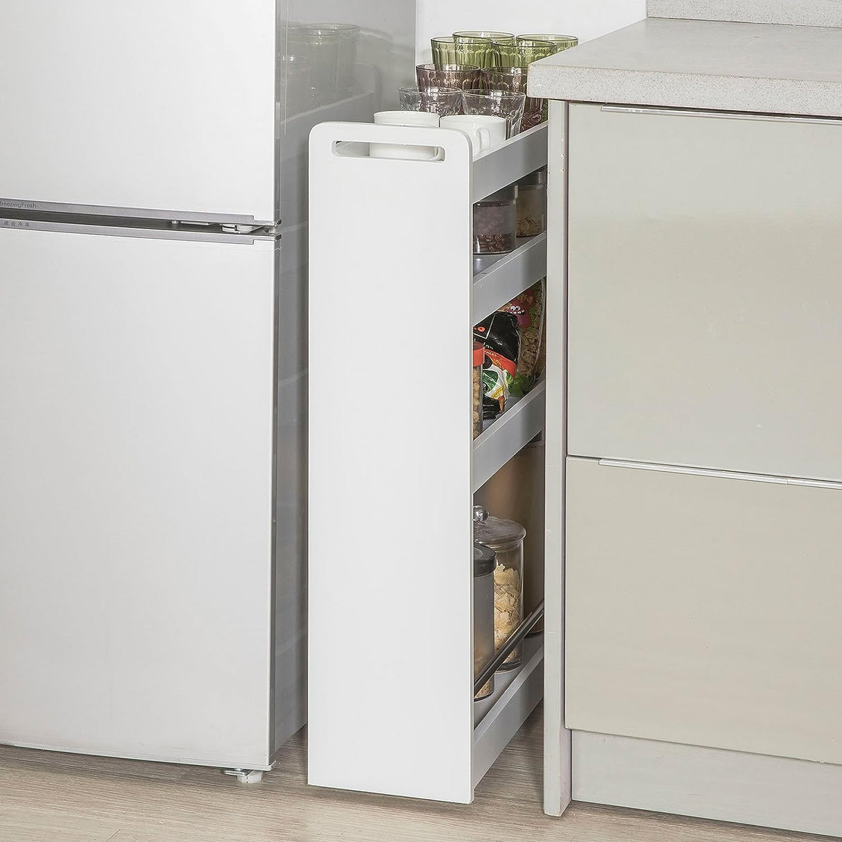 Mobile Slim Storage Cart, White