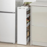 Mobile Slim Storage Cart, White - Close-Up Angle