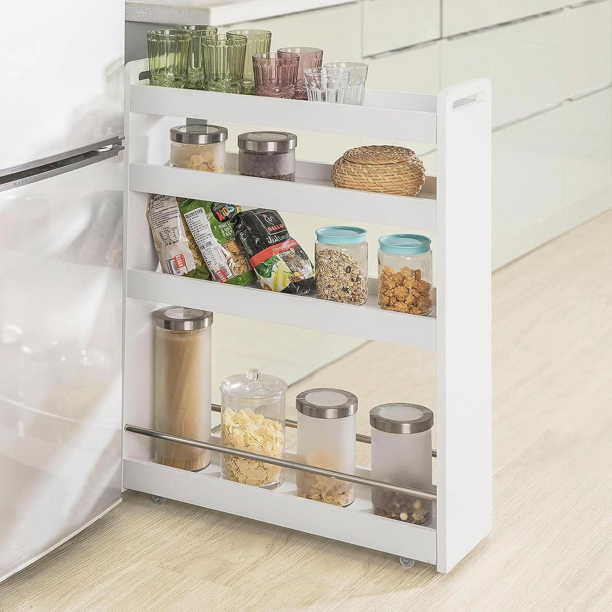 Mobile Slim Storage Cart, White