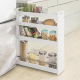 Mobile Slim Storage Cart, White - Low Angle