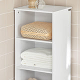 Modern White Tall Storage Cabinet with 3 Shelves and Drawer - Extra Image