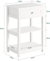 Elegant Bedside Storage Table with Drawer and Shelves - Side View