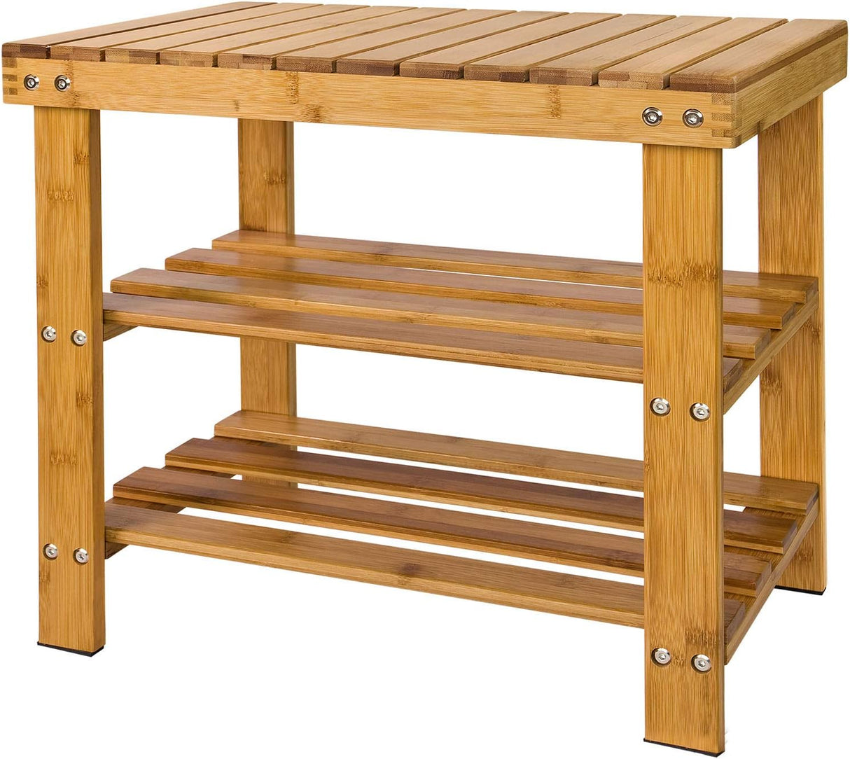 Eco-Friendly Bamboo Storage Bench with Shelves