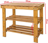 Eco-Friendly Bamboo Storage Bench with Shelves - Side View