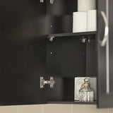 Wall Storage Cabinet Double Doors, Black - Rear View