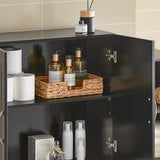 Wall Storage Cabinet Double Doors, Black - Extra Image